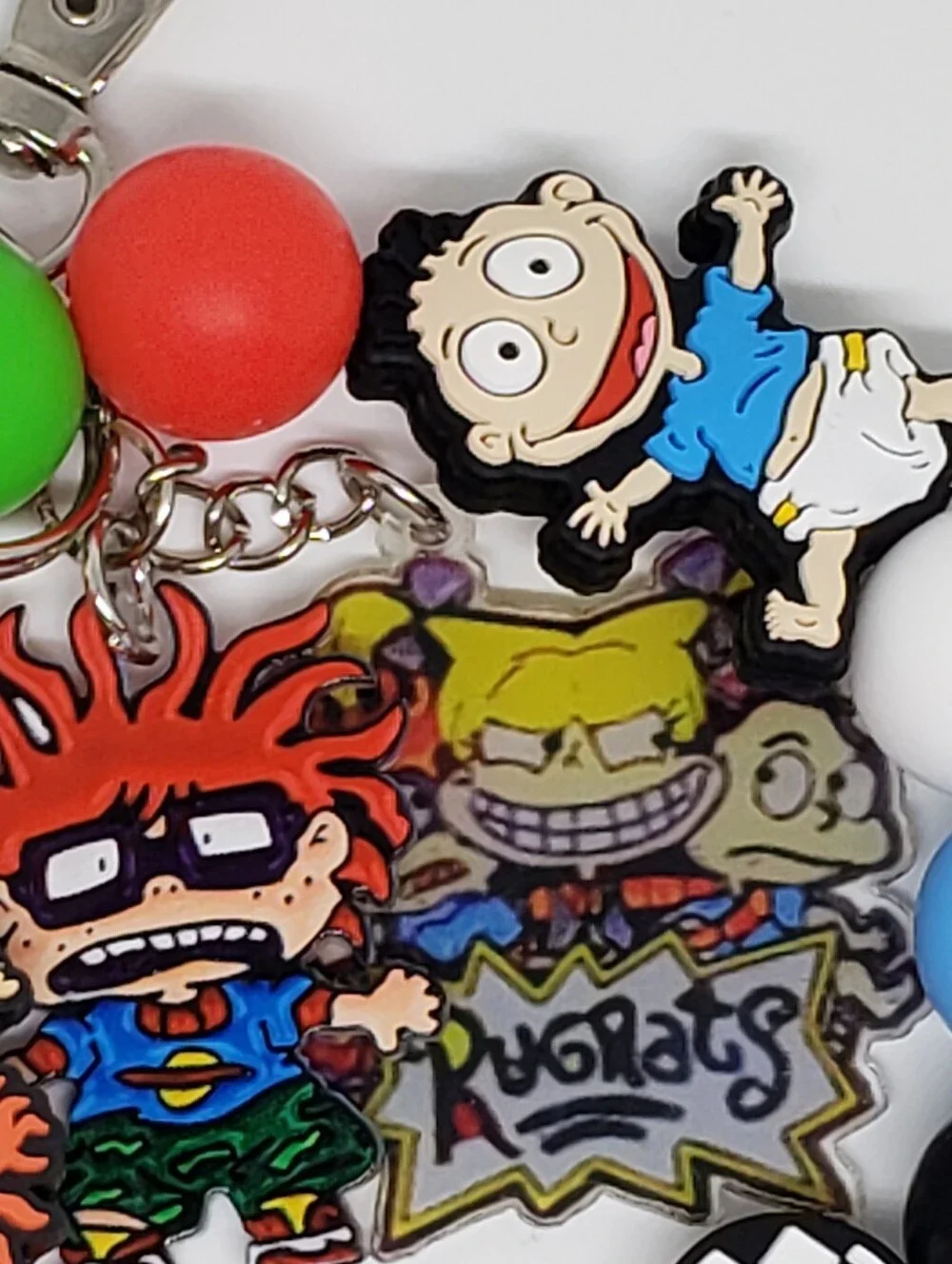 Handmade Rugrats Tommy Pickles Chuckie Finster Silicone Beaded Keychain Wristlet